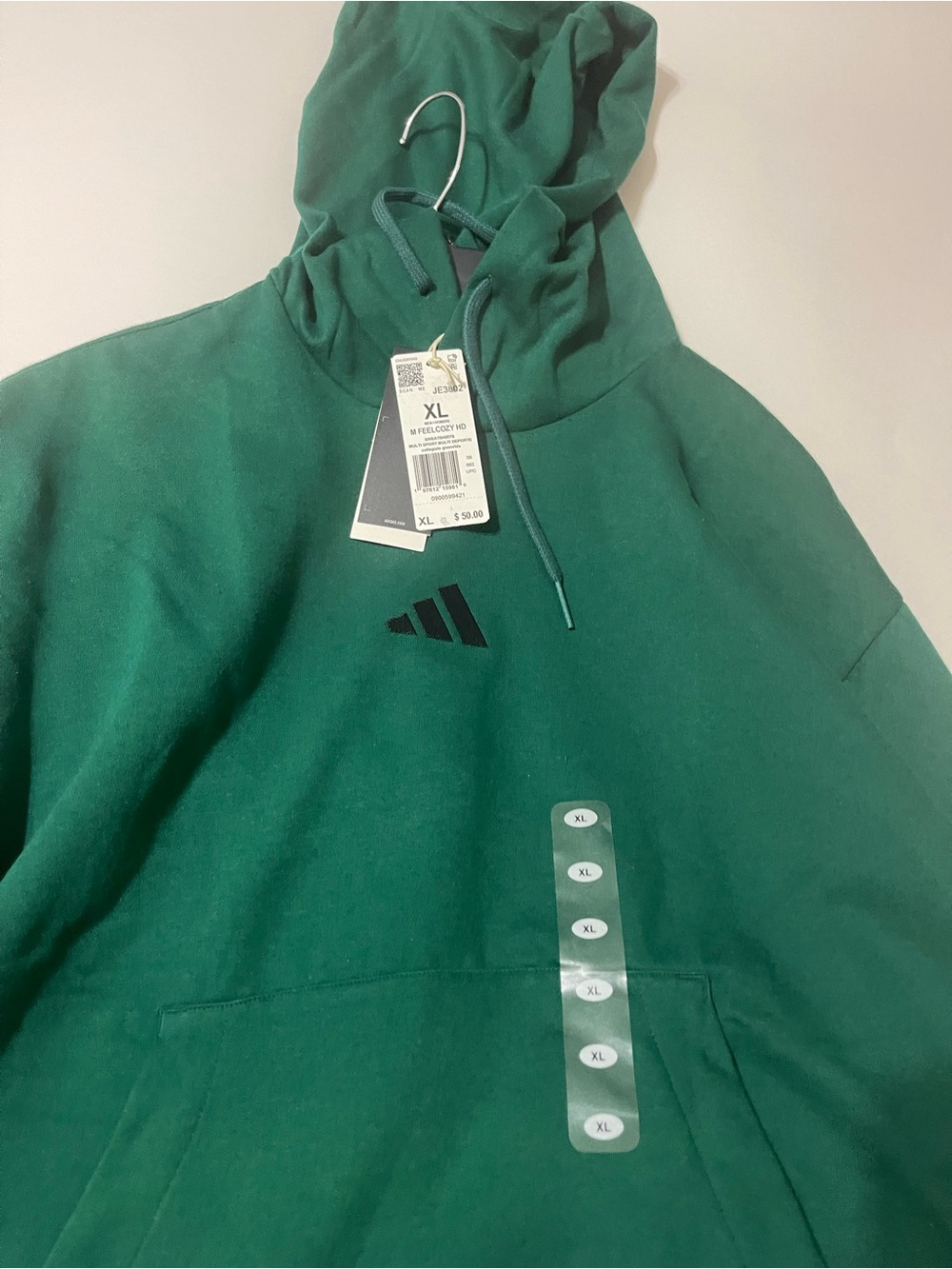 adidas Green Pullover Hoodie with Black Logo